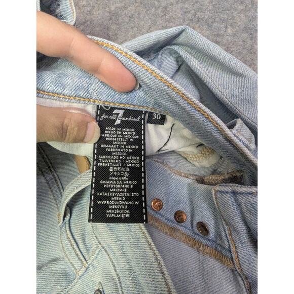 7 For All Mankind Luxe Vintage Josefina Womens 30 Button Fly Light Blue Distress - Picture 4 of 9